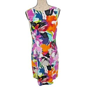 Alyx Dress 8 Colorful Abstract Floral Sheath Cocktails Business NWOT